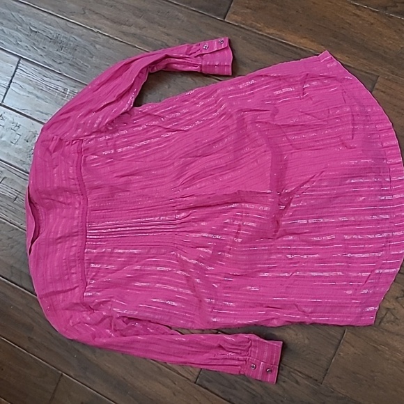 Anthropologie Fuchsia Button-up Shirt Dress size Medium Petite - Picture 3 of 7